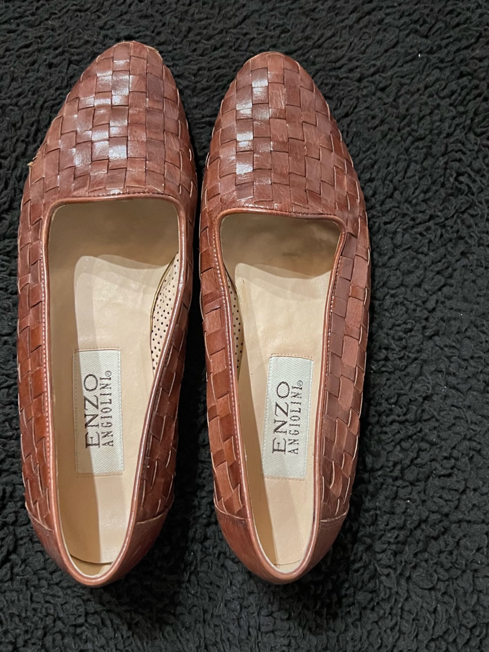 Enzo Angiolini Brown Woven Leather Loafers